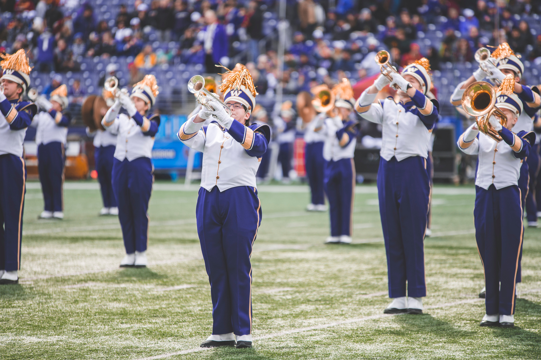The Husky Marching Band announces an arrival